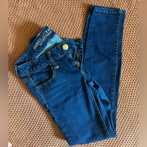 American Eagle ankle blue skinny jeans size 00 short high rise denim jeggings